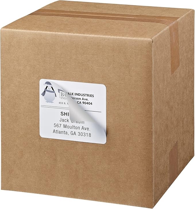 Avery Printable Shipping Labels, Sure Feed Technology, 3-1/3" x 4", White, Laser/Inkjet Printable, 60 Blank Mailing Labels (15264)