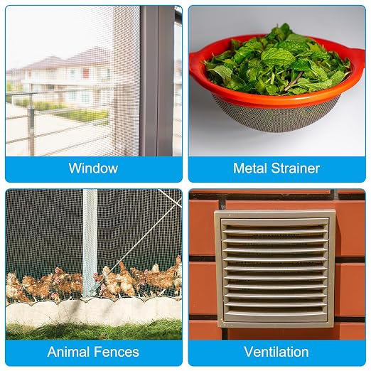 PATIKIL 40" L x 10" W Woven Wire Mesh, 14 Mesh 304 Stainless Steel Air Vent