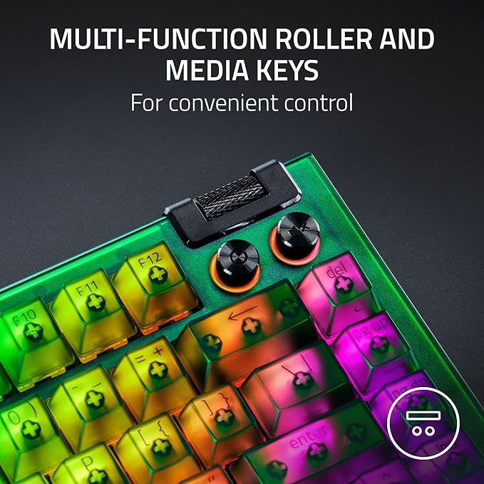 Razer BlackWidow V4 75% Mechanical Gaming Keyboard: Hot-Swappable Design - Compact & Durable - Orange Tactile Switches - Chroma RGB - MF Roller & Media Keys - Comfortable Wrist Rest - Phantom Green