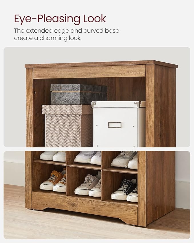 VASAGLE Shoe Storage Cabinet, 10 Tier Shoe Rack Organizer, Holds Up to 30 Pairs of Shoes, for Entryway Bedroom, 12.6 x 24.8 x 73.6 Inches, Rustic Walnut ULBS273T41