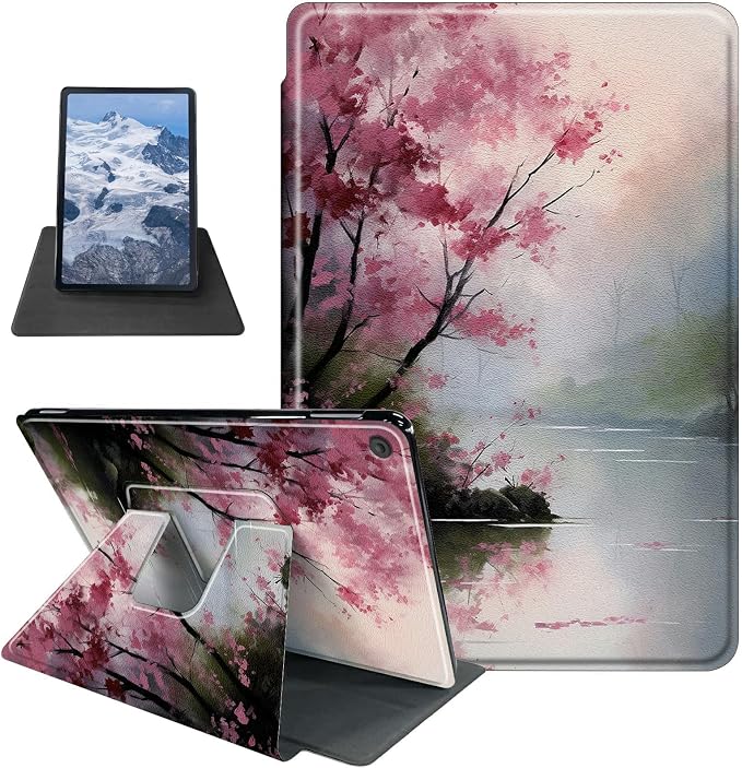 American Flag Deer Pattern Case for All-New Amazon Kindle Fire 7 Inch Tablet (9th/7th/5th Generation 2019/2017/2015 Release)360 Degree Rotating Stand Protective Cover with Auto Sleep/Wake