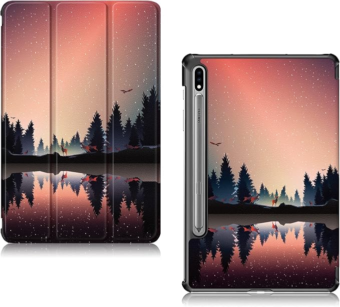Case for Samsung Galaxy Tab S8 Plus 12.4 2022/S7 FE 2021/S7 Plus 2020 (SM-X800/X806/T730/T733/T736/T738/T970/T975/T976) Lightweight Tri-Fold Stand Thin Cover Auto Wake/Sleep Almond Blossom