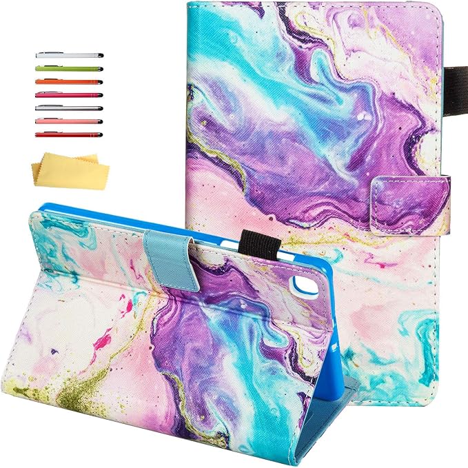 for Galaxy Tab A 8.4 Case 2020 Model (SM-T307/T307U) with Pencil Holder Pockets Multi-Angle Viewing Folio Stand PU Leather Shockproof TPU Cover for Samsung Tab A 8.4 T307 Black Rose Flower