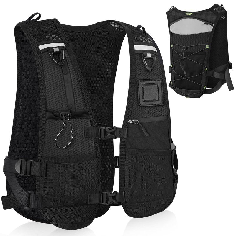 PELLOR Running Vest, Lightweight Hydrated Vest Pack with Multi Pockets, Adjustable Chest Straps Running Hydration Backpack for Running Cycling Hiking