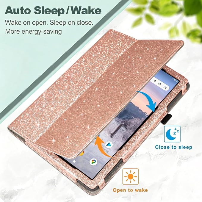Case for T-Mobile Revvl Tab 2 Tablet - Folio Premium PU Leather Protective Stand Cover with Auto Sleep/Wake Almond Blossom