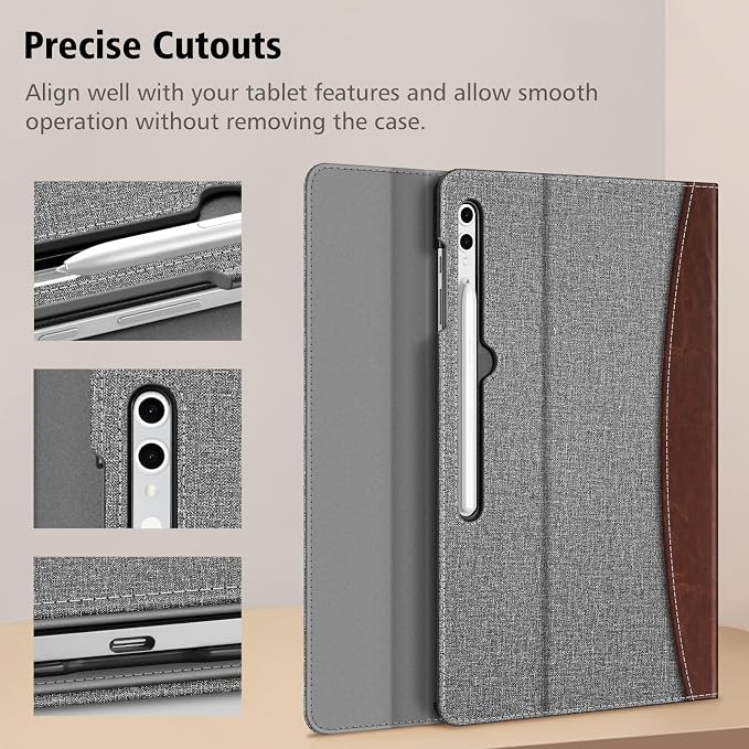 Fintie Case for Samsung Galaxy Tab S10 Ultra/ S9 Ultra 14.6 Gray | Multiple Viewing Angles Business Pocket Portfolio Design Magnetic Closure Auto Sleep/Wake