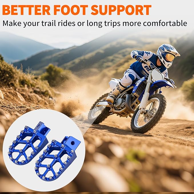 Nilight Motorcycle Foot Pegs Dirt Bike Footpegs Fit for Yamaha PW50 1981-2021 PW80 1983-2006 Y-ZINGER 1985-2001 TW200 1987-2021 CNC Foot Pegs for Motorcycles Heavy Duty Foot Rests Peg Pedal, Blue
