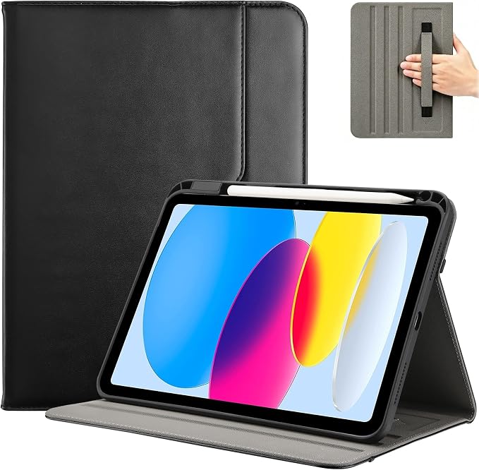 ProCase for iPad A16 11th Generation 11” 2025/iPad 10th Generation 10.9” 2022 with Pencil Holder iPad 11/10 PU Leather Case Business Stand Cover Smart Folio with Hand Strap Front Pocket -Berrypurple