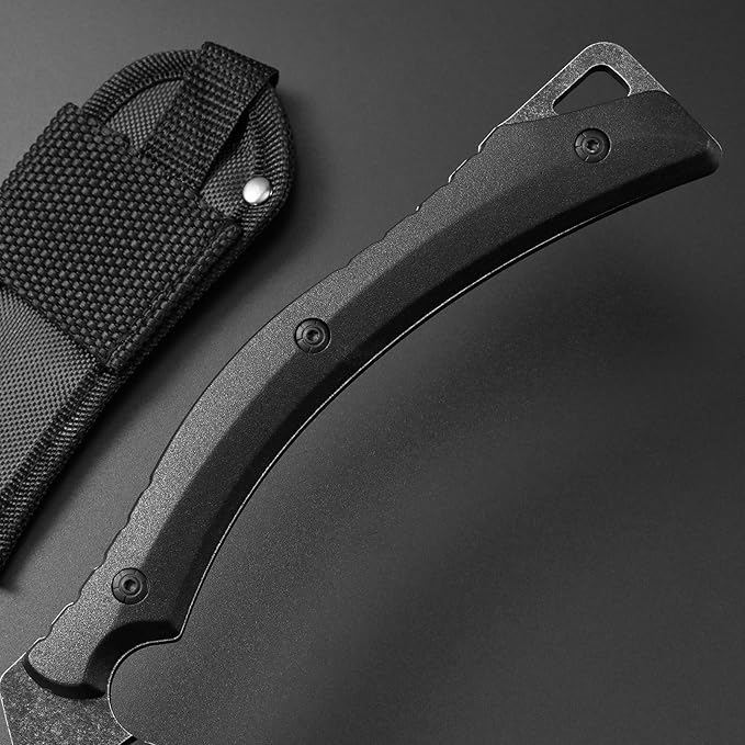 C1398 Camping Axes Billhook Sickle Machete Knife Brush Clearing Sickle Machetes D2 Steel Blade G10 Handle Hatchet for Outdoor Activities,Yard Work, Small Grass Sickle Machete,Harvest Knife