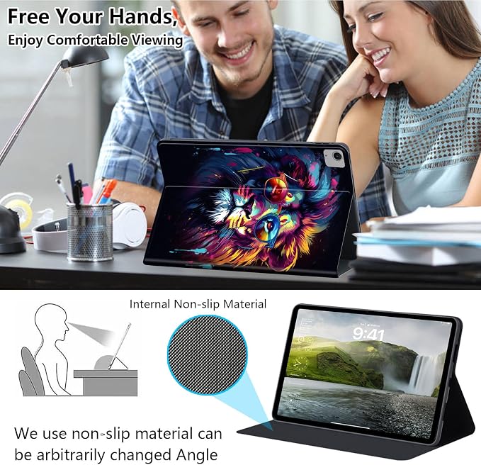 Case for iPad Air 11-inch (M4 2026 / M3 2025 / M2 2024) iPad Air 5th/4th Gen (2022/2020) 10.9 Slim PU Leather Folio Stand &amp Auto Sleep/Wake Protective Smart Cover Tree Fluorescent