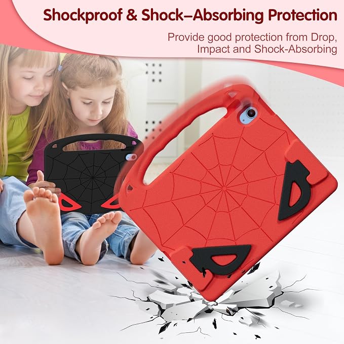 Kids Case for iPad A16 11th/ 10th Generation (2025/2022 Model) | iPad 11/ iPad 10 Full-Body Drop Protection cover with Screen Protector EVA Shockproof Handle Stand Black