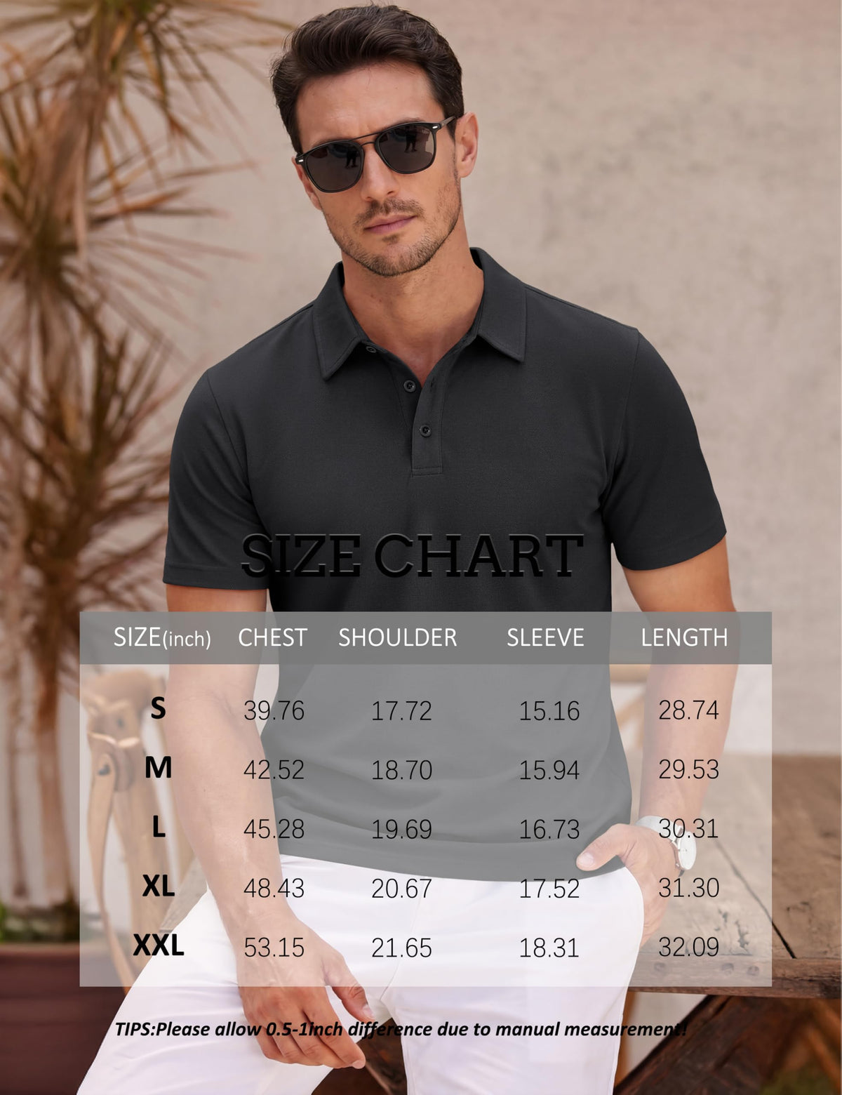 MAGNIVIT Cotton Polo Shirts for Men Short Sleeve Classic Fit Golf Shirt 3 Button Pique Collared T-Shirt Business Casual Black L