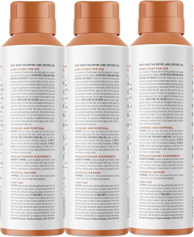 Citrus + Sandalwood Insect Repellent, 12-Hour Mosquito & Tick Protection, Picaridin-Based, Water-Based, Lightweight, Quick-Drying, Vanishing Scent, DEET Alternative, Face & Body Use,3 Pack
