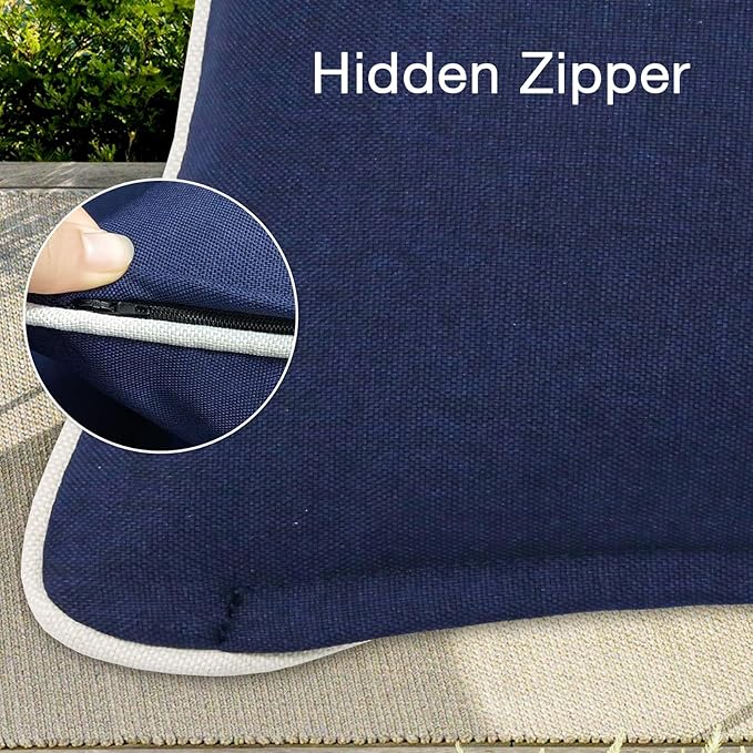Decorative Outdoor Water Repellent Throw Pillows with Inserts, Set of 4, 18" x18" Pillows for Patio, Backyard, Bed, Couch, and Patio Furniture, Navy