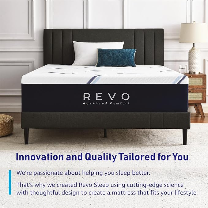 REVO Sleep Gel Memory Foam Mattress, 12-Inch King – Cooling Gel Memory Foam Mattress with Pressure Relief, Balanced Support & Breathable Design for Restorative Sleep