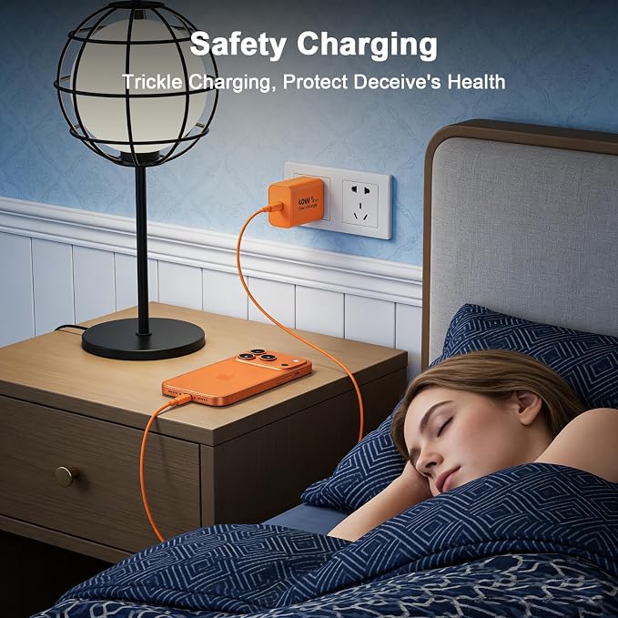 40W USB C Charger Block 2 Pack iPhone 17 16 15 Charger Block Brick Orange | 40 Watt USB C Wall Charger USBC Power Adapter Type C Brick Cube for iPhone 17/17 Pro/17 Pro Max/Air/16 15 14 13 12 11 Gal