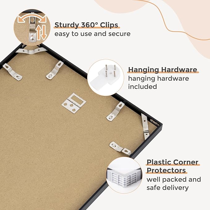 16x20 Metal Picture Frame For Wall With Mat For 11x14, 16''x20'' Aluminum Photo Frames With Tempered Glass For Home Decor, Minimalist Modern Poster Frame Horizontal And Vertical Formats, Black