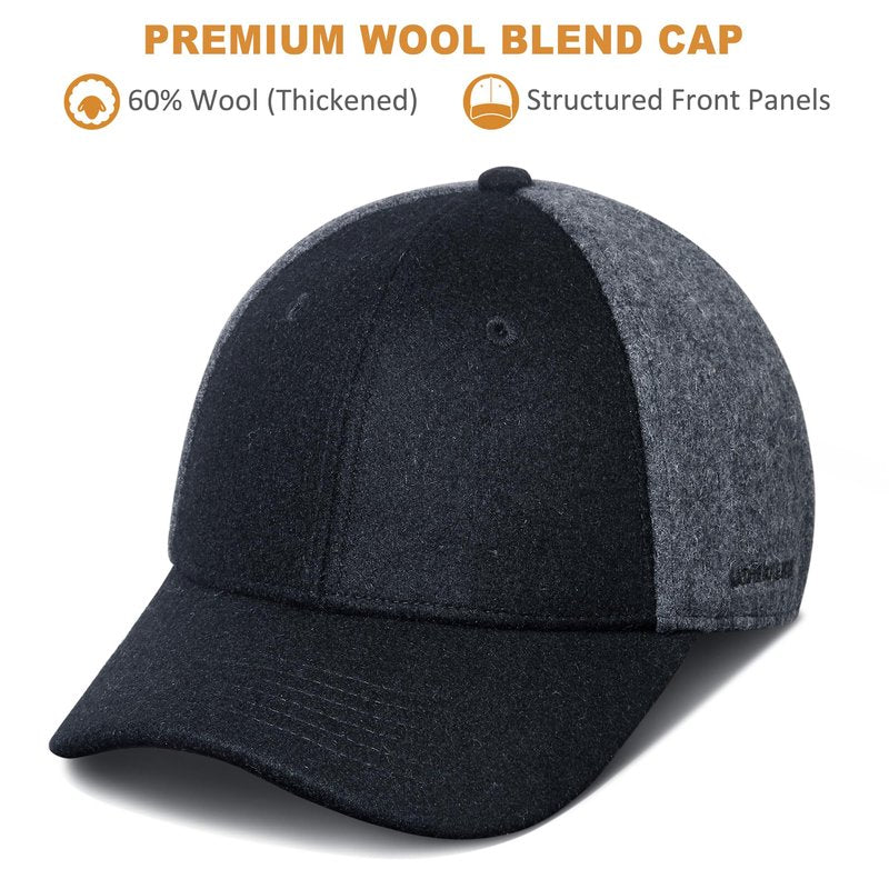GADIEMKENSD Winter Baseball Caps 60% Wool Warm for Mens Gray