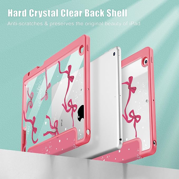 Tuiklol for iPad 10.2 inch 9th / 8th / 7th Gen 2021 2020 2019 Release Case | Built in Pencil Holder - TPU Protection Trifold Stand Stand Clear Back Tablet Cover With Auto Wake/Sleep Blue berries