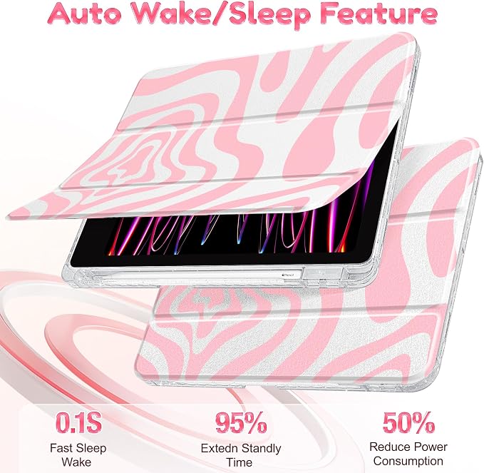 Case for iPad 9th/ 8th/ 7th Generation 10.2-Inch Case(2021/2020/2019 Release) Glitter Tablet Cases with Transparent Acrylic Back+Trifold Stand+Pencil Holder+Auto Wake/Sleep Bows-Stripe