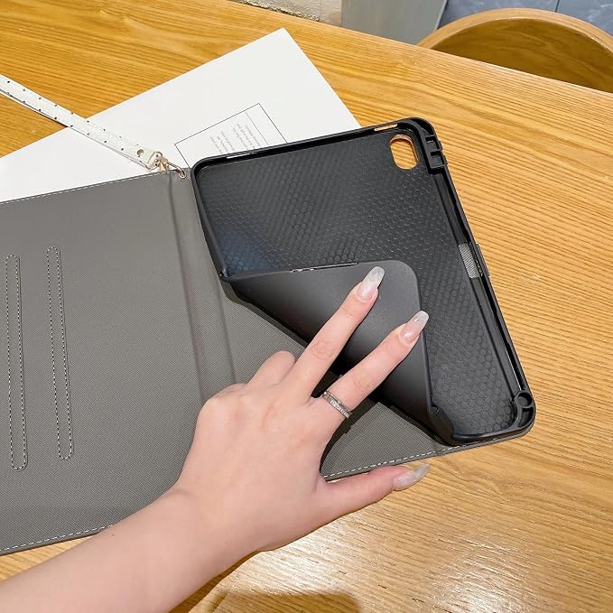 Checkered Case for iPad (A16) 11th Generation 11 Inch (2025) iPad 10th Generation 10.9 Inch (2022) with Pencil Holder (Black)