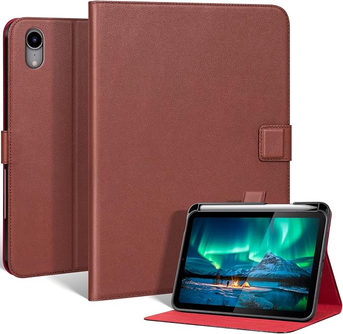 Leather Case for iPad 11th/10th Gen (11/10.9) Black | Genuine Leather Pencil Holder Adjustable Stand Magnetic Closure Auto Wake/Sleep