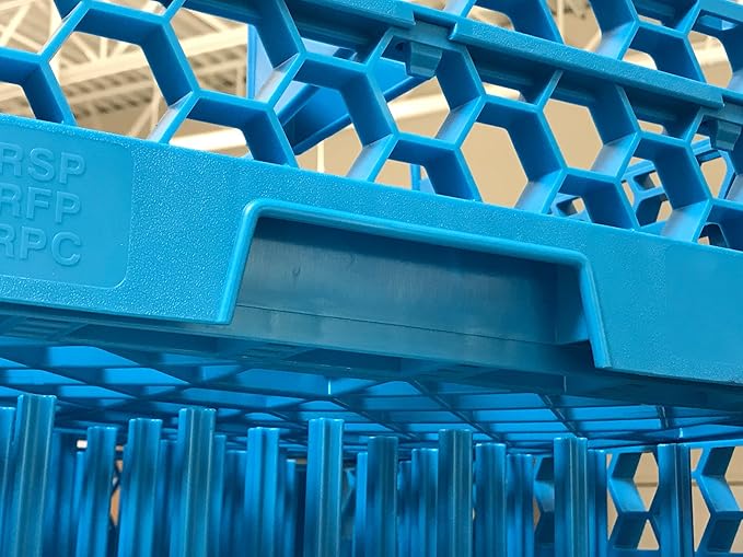 Carlisle FoodService Products All Purpose Plate and Tray Racks – Tray Racks with Extra Tall 2.94" Pegs for Charger Plates, Pasta Bowls, Large Platters, Open Honeycomb Design, Blue, (Pack of 6)
