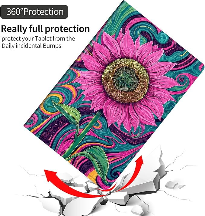 DEGDFSGR for Amazon Fire HD 10 Tablet 10 Plus Tablet Case (13th/11th Generation 2023/2021 Release) with Adjustable StandAuto Sleep/Wake for Kindle Fire 10 Case 10.1 inchAmerican Flag Sunflower Cross