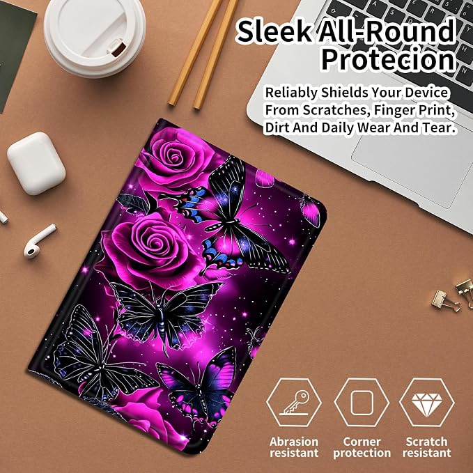 DIGTIALLL Case for Amazon Kindle Fire 7 Inch Tablet (9th/7th/5th Generation 2019/2017/2015 Release) PU Leather Smart Protective Cover with Auto Sleep/WakeBeach Palm Trees