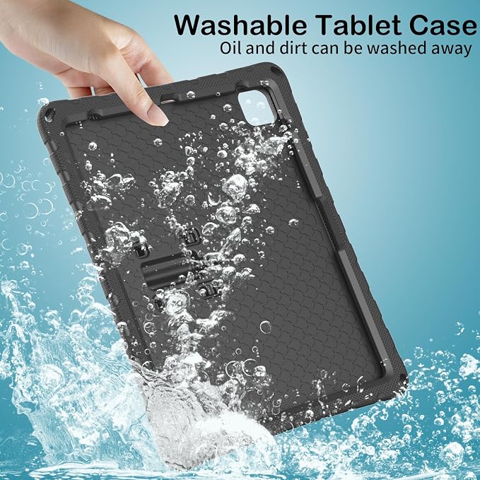 Kids Case for iPad Air 13 (2026/2025/2024) M4/M3/M2 &amp iPad Pro 13 2024 &amp iPad Pro 12.9 Cover 6th/5th/4th/3rd Gen (2022/2021/2020/2018) DIY Figures EVA Rubber Handle Stand Shockproof Bumper