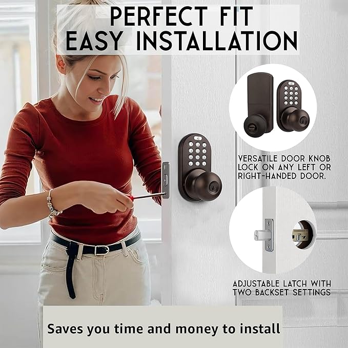 MiLocks TKK-02OB Digital Door Knob Lock with Electronic Keypad, Oil Rubbed Bronze, Keypad Lockable