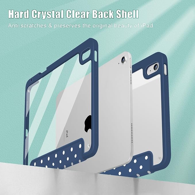 Tuiklol for iPad 10.2 inch 9th / 8th / 7th Gen 2021 2020 2019 Release Case | Built in Pencil Holder - TPU Protection Trifold Stand Stand Clear Back Tablet Cover With Auto Wake/Sleep Blue berries