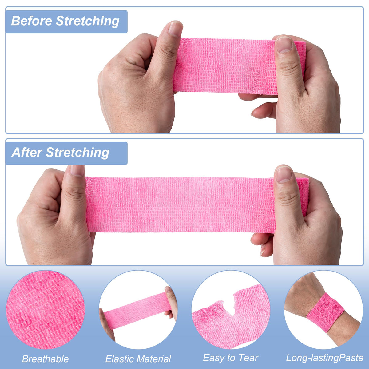 16 Pack Self Adhesive Bandage Wraps, 2" X 5 Yards Elastic Bandage Wrap