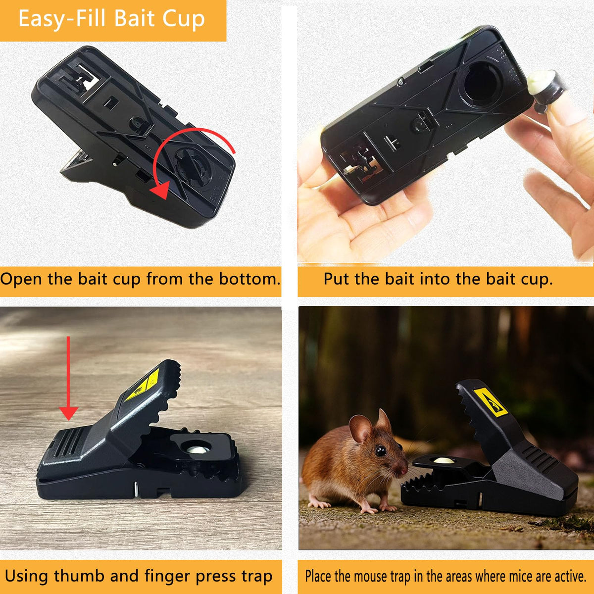 Reusable Indoor Mouse Trap 6 Pack – Easy to Set Plastic Rodent Control Device for Home, Garage & Garden Use