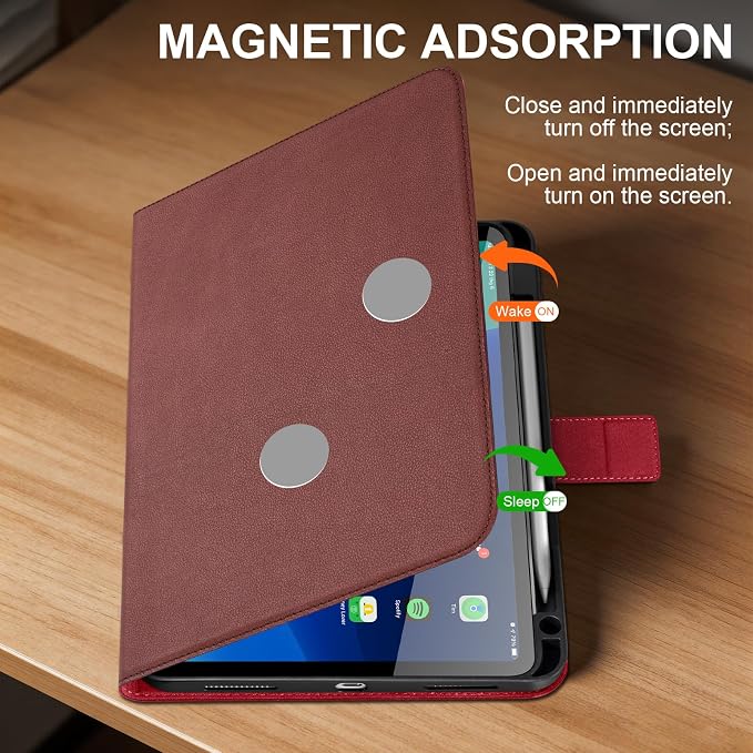 Leather Case for iPad 11th/10th Gen (11/10.9) Black | Genuine Leather Pencil Holder Adjustable Stand Magnetic Closure Auto Wake/Sleep