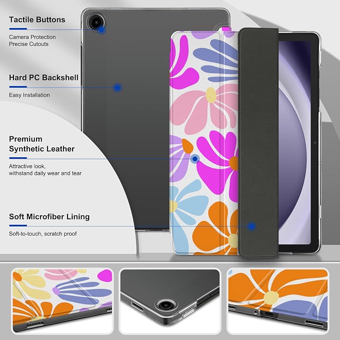 Case for Samsung Galaxy Tab A11 Plus A11+ 11 inch (2025/2026) &amp Tab A9 Plus A9+ 11 inch (2024/2023) Slim Smart Stand Cover with Translucent Hard Back Auto Wake/Sleep - Bear with Bows