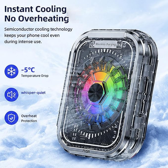 3 in 1 Power Transfer Device with Cooling Fan and Adjustable Stand for Smartphones Multicolor Lighting Energy Deli