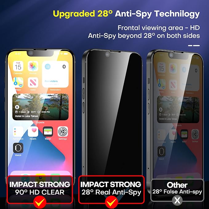 ImpactStrong Anti-Spy Privacy Screen Protector for iPhone 11 / iPhone XR (6.1-Inch) 9H Tempered Glass Shatter-Resistant Anti-Scratch Easy Install Kit Case Friendly 2-Pack