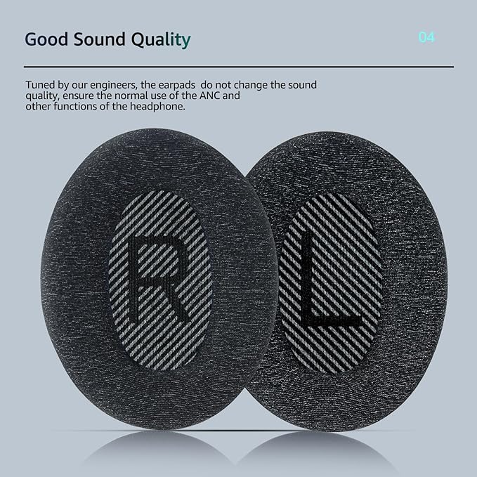 Fabric Comfort - Wzsipod Ear Pads for Bose QuietComfort 35/ QC35ii Headphones, Compatible with QC45 QC25 QC2 QC15 & More Series, Replacement Exclusive Styles, S2