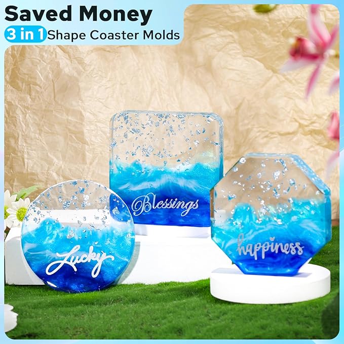 LET'S RESIN Extra Deep Coaster Resin Molds, 4Inches 6 Cavity Silicone Molds