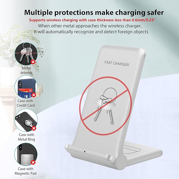 2 in 1 Wireless Charger,Foldable 20W Fast Wireless Charging Stand Compatible with iPhone 16/16 Pro/15/14/13/12/X/AirPods,Dual Phone Induction Charge Station for Samsung,Pixel,Xperia,LG(No Plug)