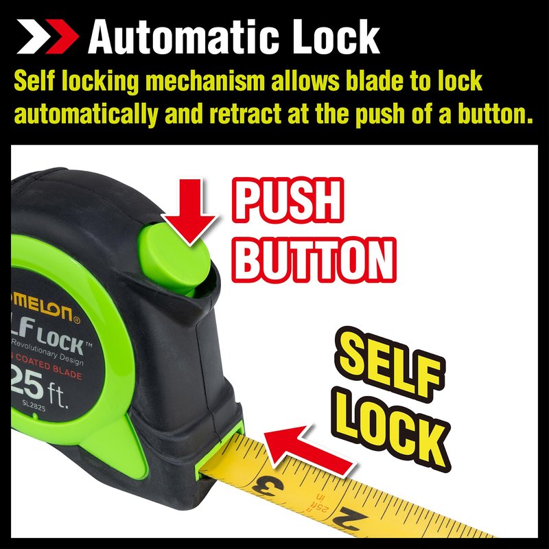 Komelon SL2825 Self Lock 25-Foot Power Tape