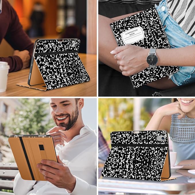 DTTO for iPad Air 11-inch Case M4/M3/M2 (2026/2025/2024) iPad Air 5th / 4th Generation (2022/2020) Premium Leather Business Folio Stand Cover with Pencil Holder - Auto Sleep/Wake Brown