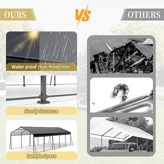 13 x 26.5 FT Carport, 0.25mm Thick, with Protective Film to Prevent Scratching, 2 Pairs of Adhesive Gloves, 3 Hooks, 12 Expansion Screws, 6 Fixed Iron Pieces