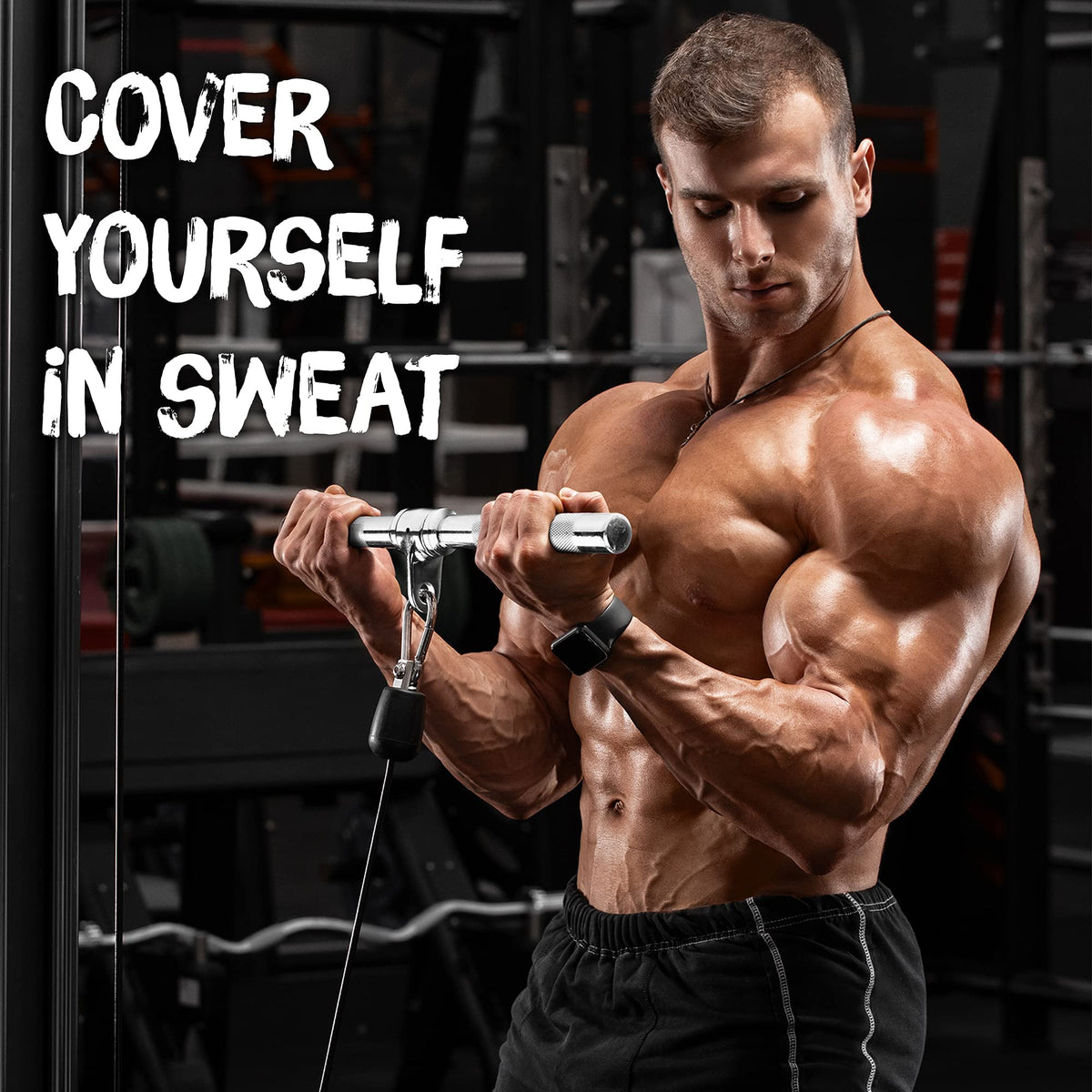 Yes4All Rubber Combo Tricep Press Down Cable Machine Attachment for Gym Set with Tricep Pull Down Rope, D Row Handles, V-Shaped Bar, Rotating Pull Down Straight Bar, LAT Pulldown Attachments