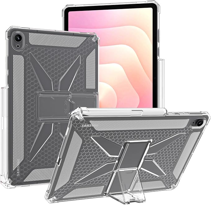 Clear Case for Samsung Galaxy Tab A11 8.7 2025 with Pencil Holder/Kickstand Soft TPU with Reinforced Corners‌ Shockproof Impact Resistant - Clear
