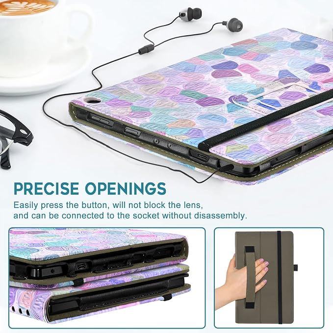Case for Amazon Kindle Fire HD 10 Tablet (13th/11th Generation 2023/2021 Release) &amp Fire HD 10 Plus Tablet - Slim Folding Stand Folio Cover with Auto Wake/Sleep and Hand Strap Black
