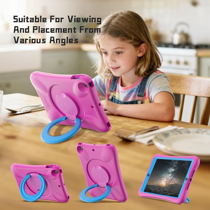 Pepkoo Case for iPad 9.7 Inch 5th/6th Gen &amp Air/Air 2 Shockproof Cover | EVA Shockproof Design with Adjustable Stand. Full-Body Coverage for Study Reading and Daily Use with Flexible Bracket.