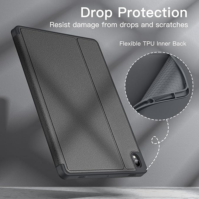 JETech Folio Case for Samsung Galaxy Tab S11 Black | Multi-Angle Stand Cover S Pen Holder Slim Protective Cover Auto Wake/Sleep