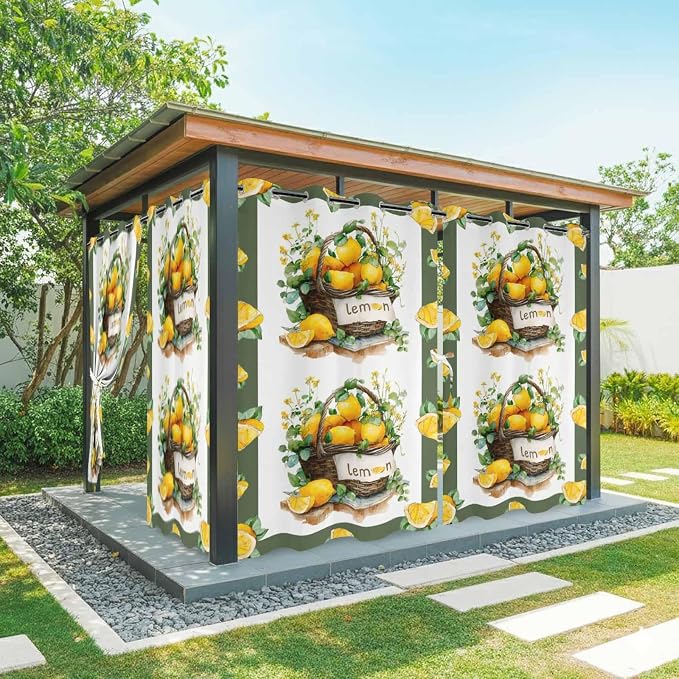 Lemon Outdoor Curtains for Patio Lemons Baskets Summer Tropical Plant